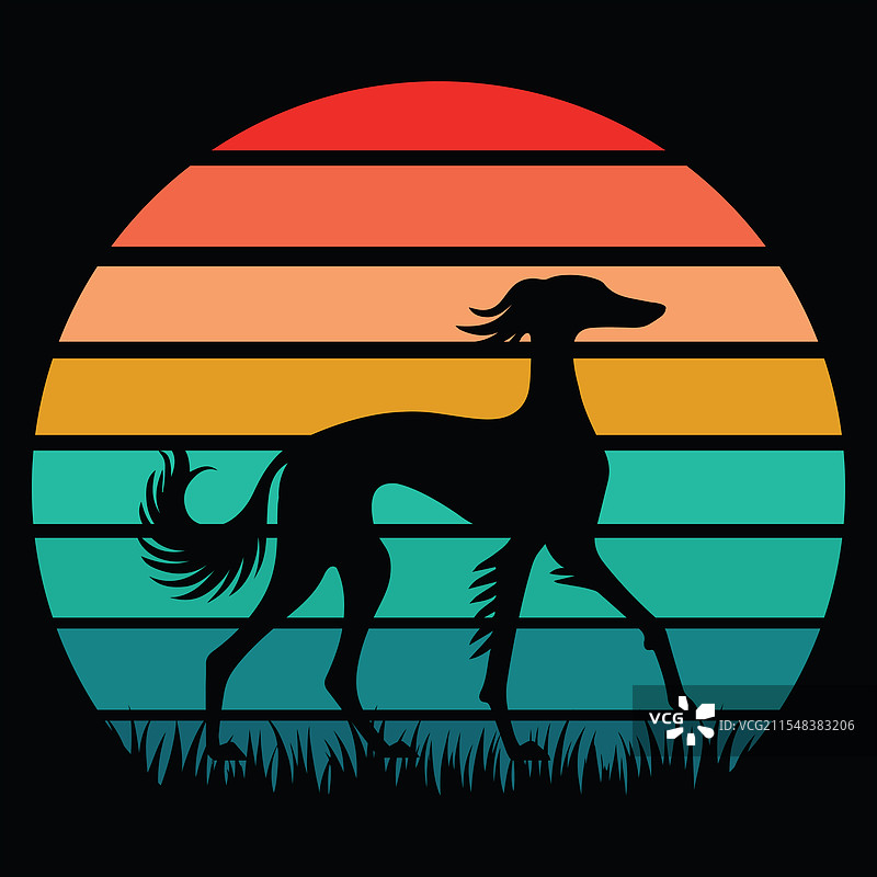 萨路基犬日落复古设计图片素材