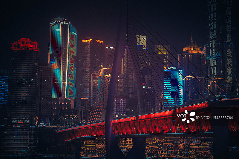 重庆千厮门大桥夜景图片素材