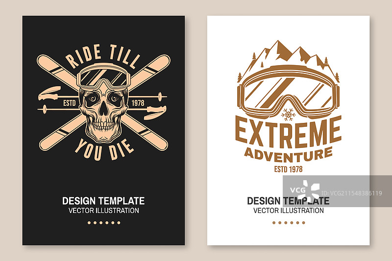 滑雪冬季运动宣传单海报横幅套件图片素材