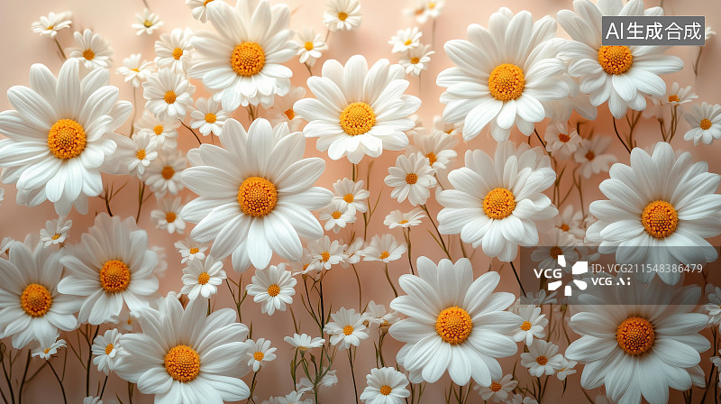 【AI数字艺术】白色雏菊的特写镜头图片素材