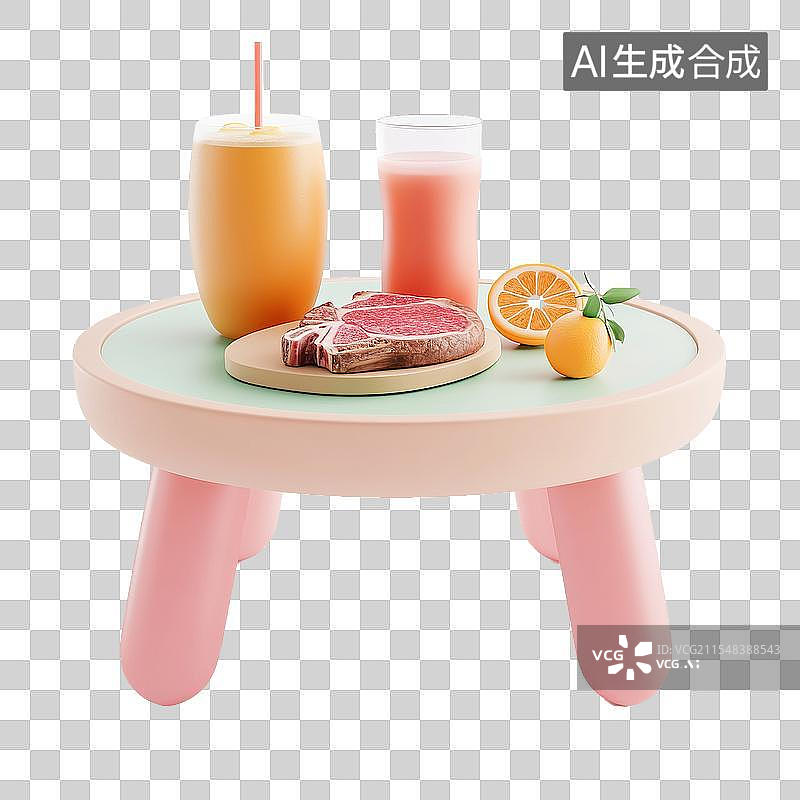【AI数字艺术】3D卡通野餐餐桌图片素材