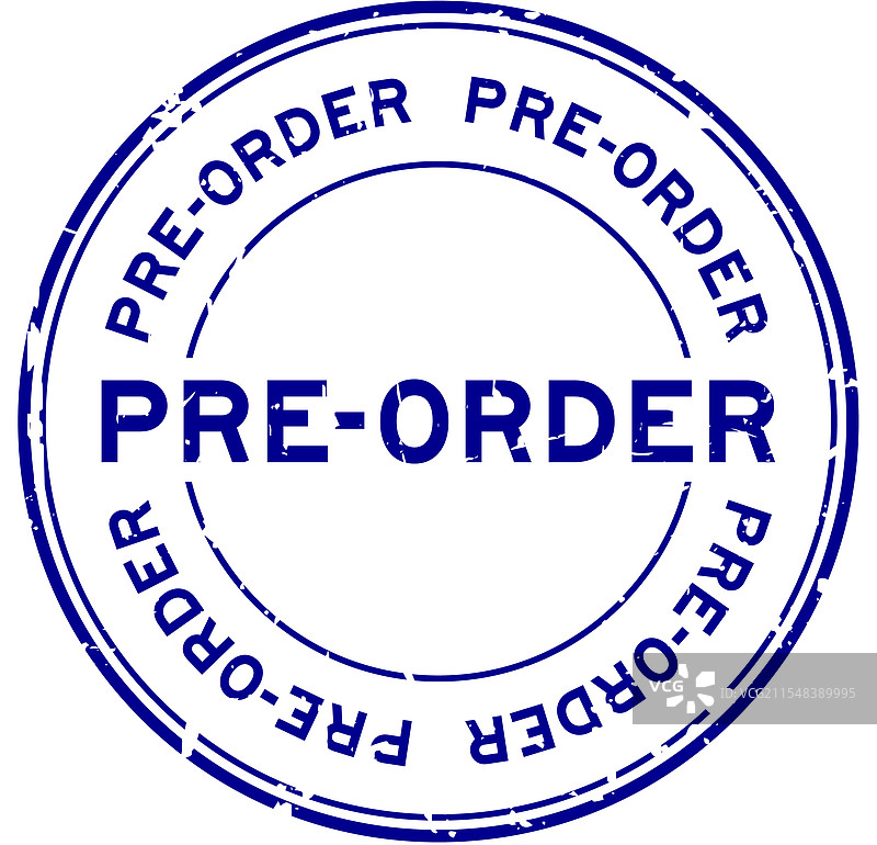 复古蓝色预购字样圆形橡胶印章图片素材