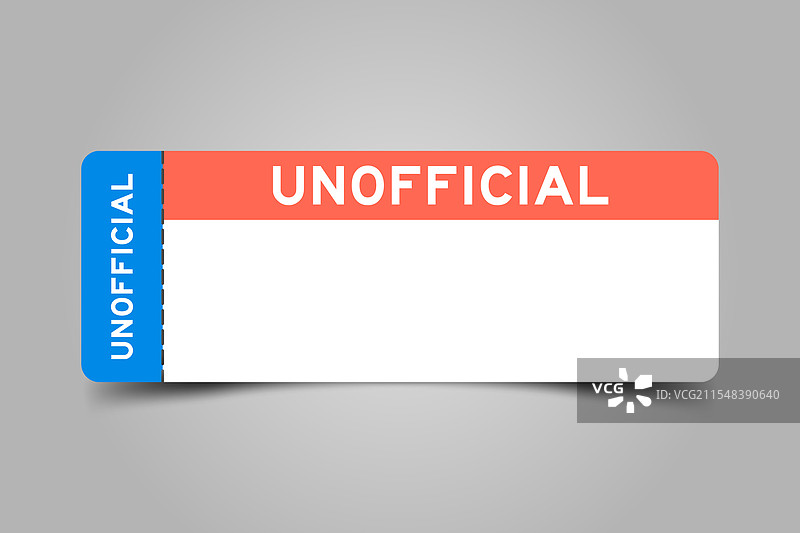 蓝色和橙色的票，上面写着“非官方”图片素材