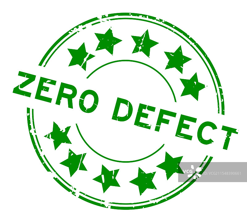 磨损的绿色零缺陷字样与星形图标图片素材
