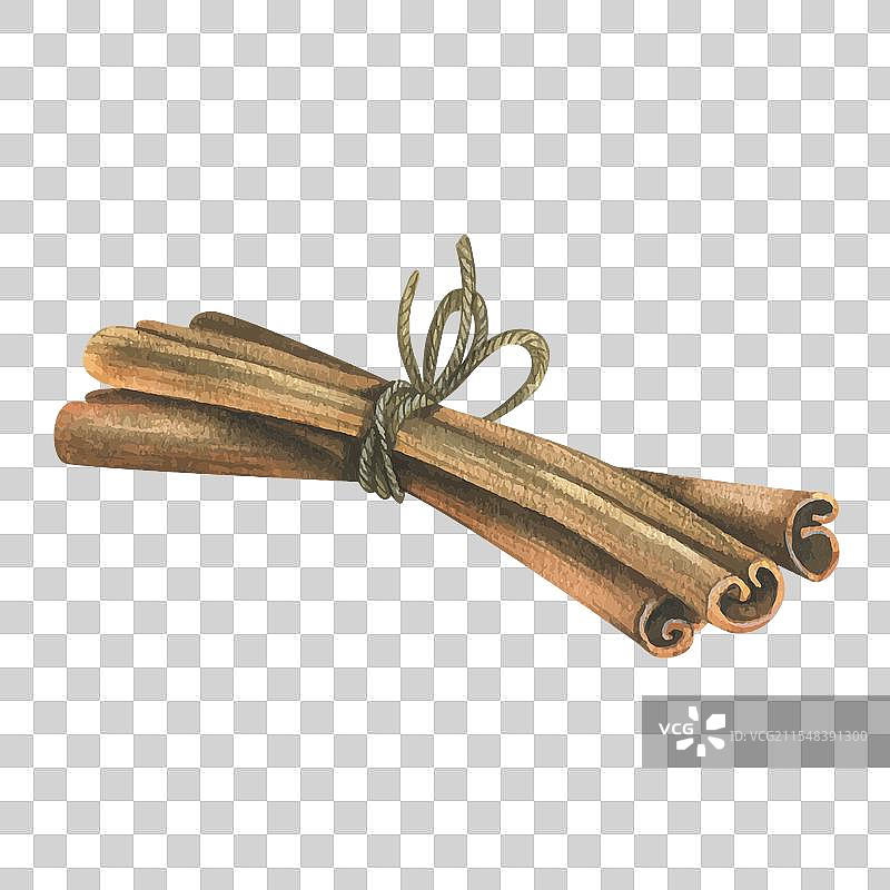 用麻绳系成蝴蝶结的肉桂棒图片素材