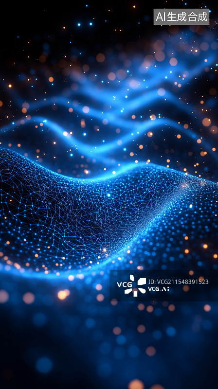 【AI数字艺术】流动的粒子山峰科技背景图片素材