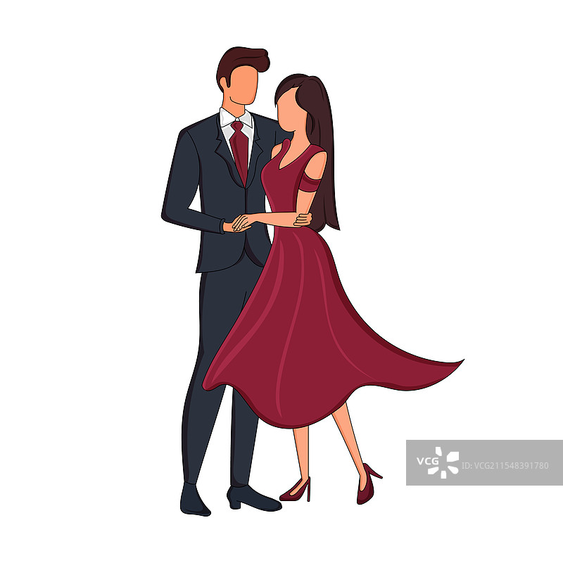 优雅的情侣角色在白色背景上图片素材