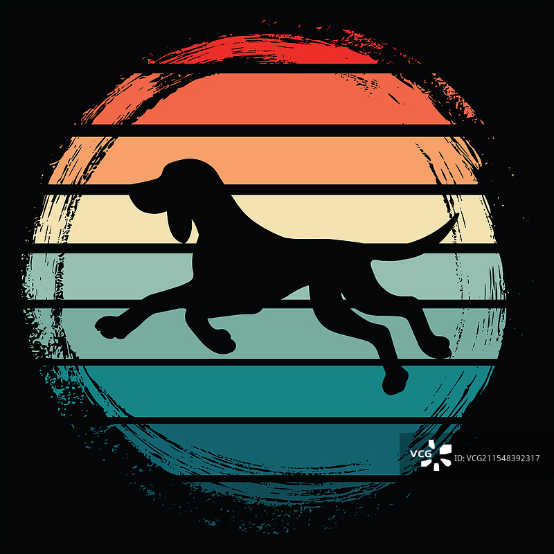 复古风格的浣熊猎犬设计图片素材