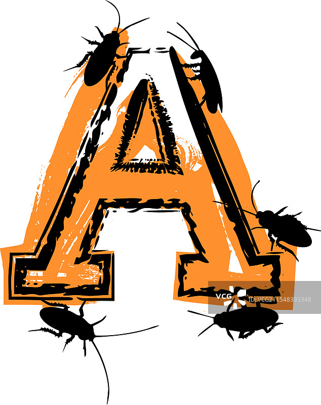 字母A里充满了蟑螂和虫子图片素材