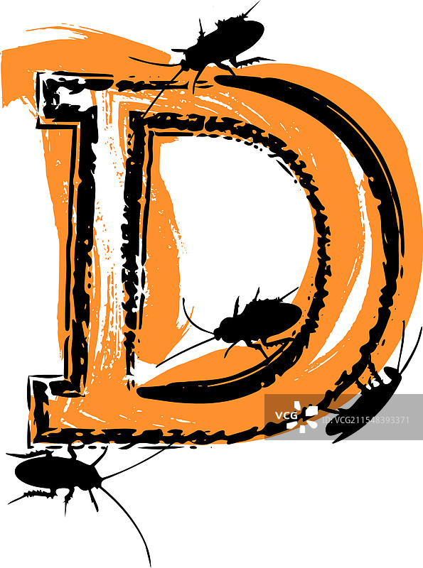 字母d里充满了蟑螂和虫子图片素材