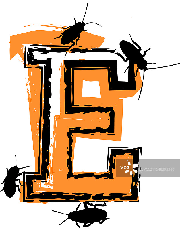 字母E里充满了蟑螂和虫子图片素材