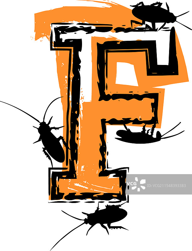 字母F里充满了蟑螂和虫子图片素材
