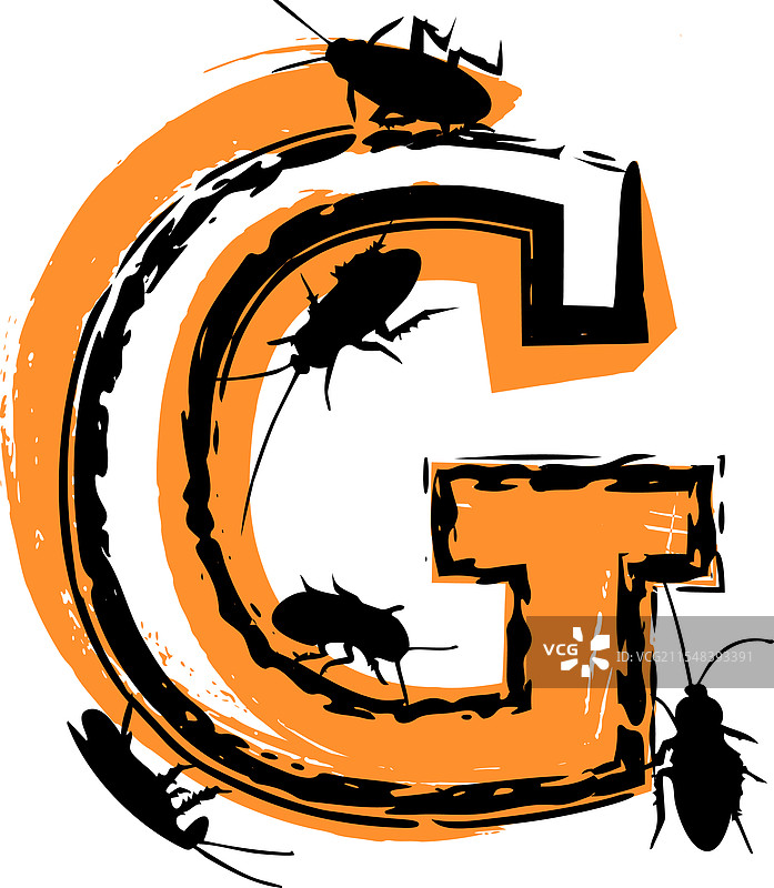 字母G里充满了蟑螂和虫子图片素材