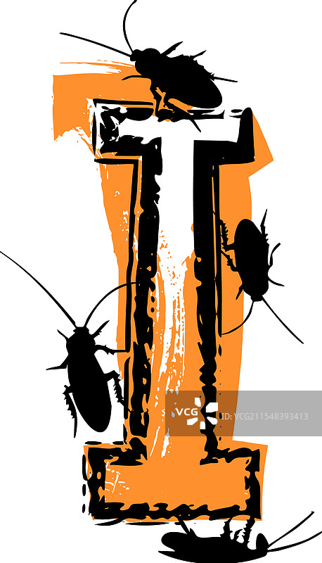 字母i里充满了蟑螂和虫子图片素材