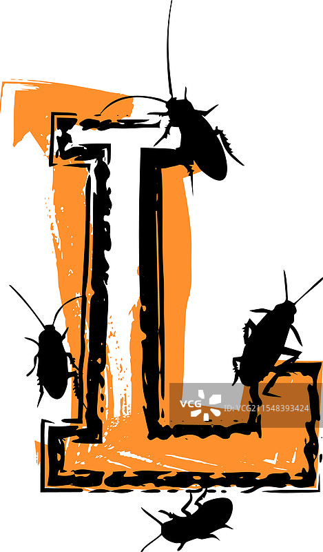 字母L里充满了蟑螂和虫子图片素材