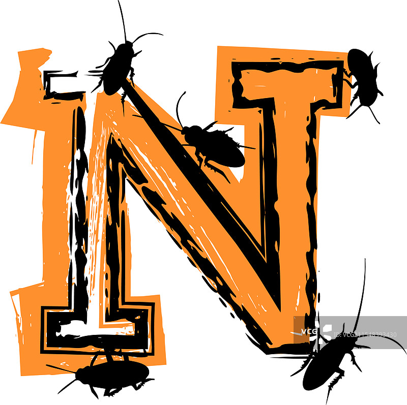 字母n里充满了蟑螂和虫子图片素材