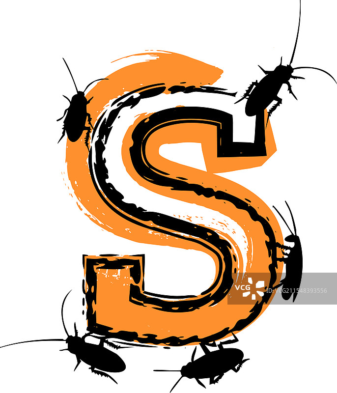 字母S里充满了蟑螂和虫子图片素材
