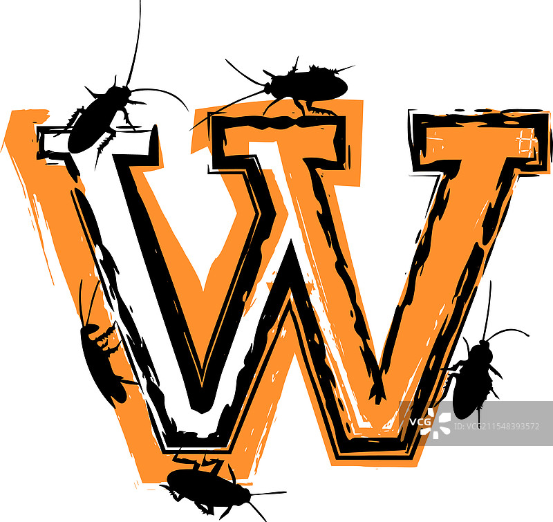 字母W里充满了蟑螂和虫子图片素材