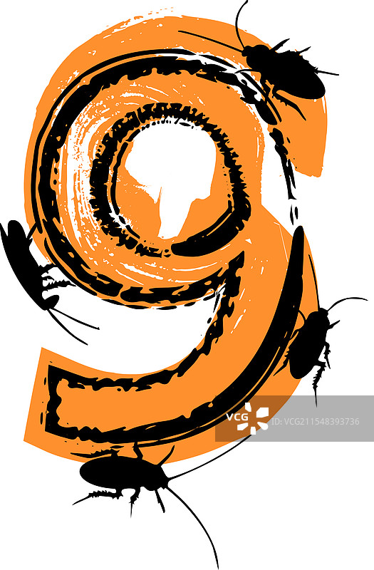数字9里充满了蟑螂和虫子图片素材