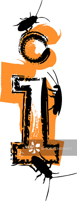 字母i里充满了蟑螂和虫子图片素材