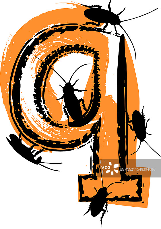 字母Q里充满了蟑螂和虫子图片素材