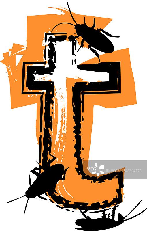 字母T里充满了蟑螂和虫子图片素材