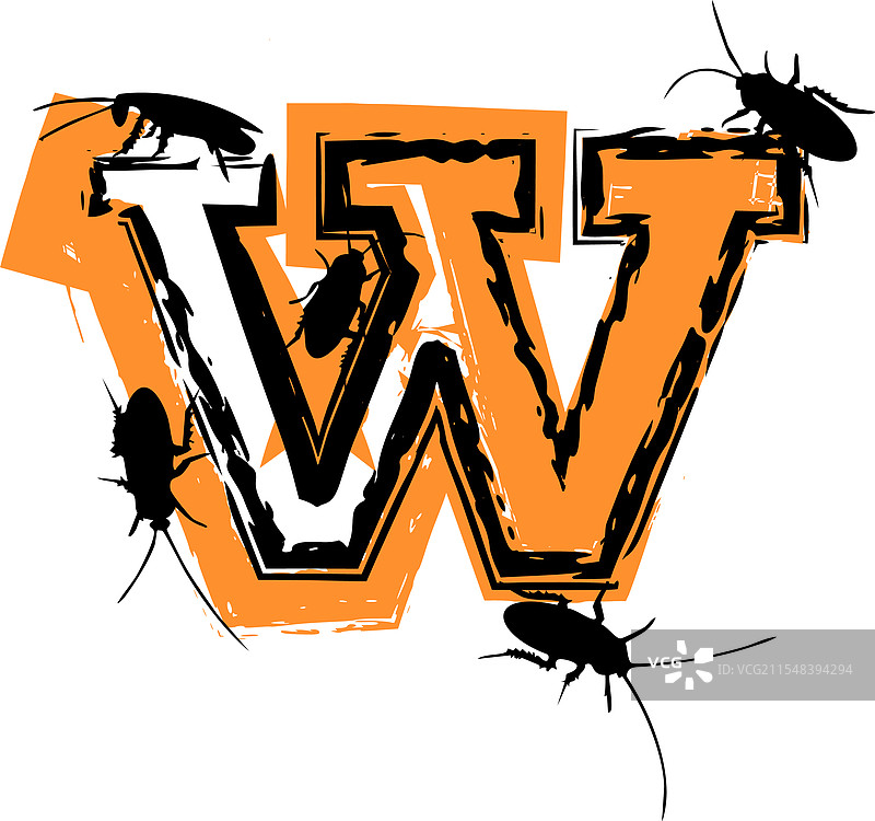 字母W里充满了蟑螂和虫子图片素材