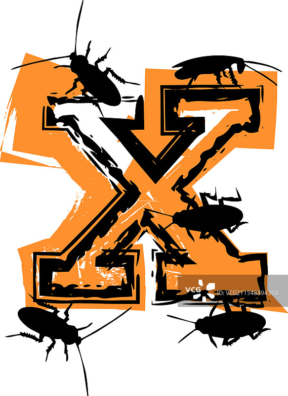 字母X里充满了蟑螂和虫子图片素材