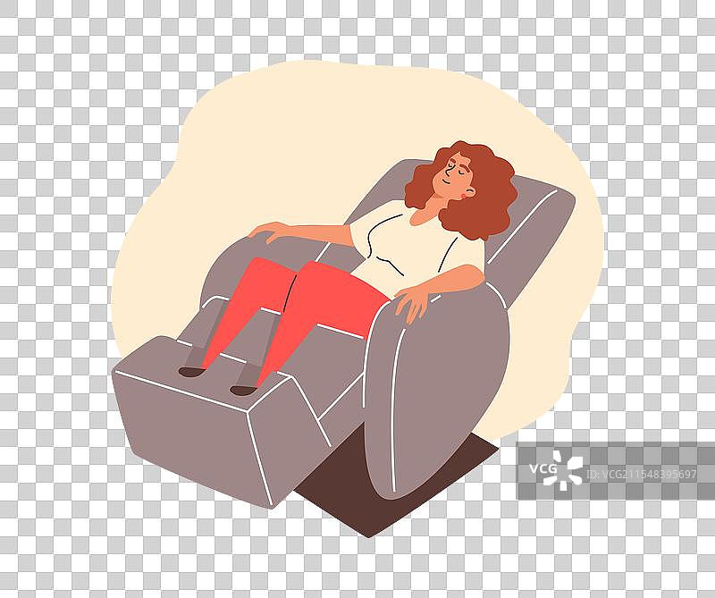 一位女性舒适地躺在图形中图片素材