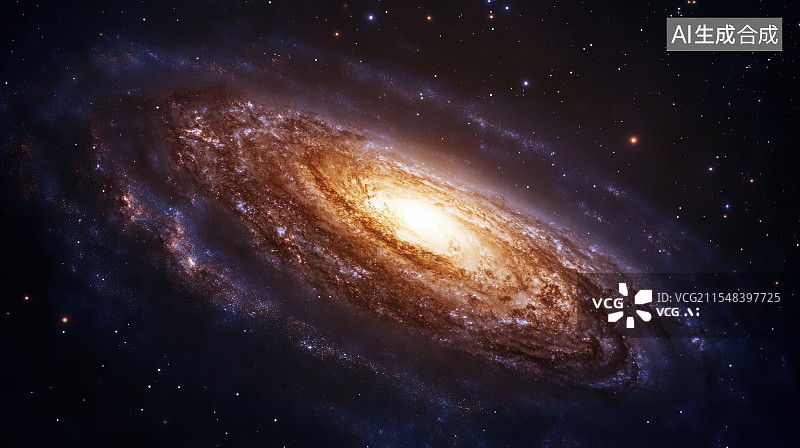 【AI数字艺术】星空中的螺旋状星系星云图片素材