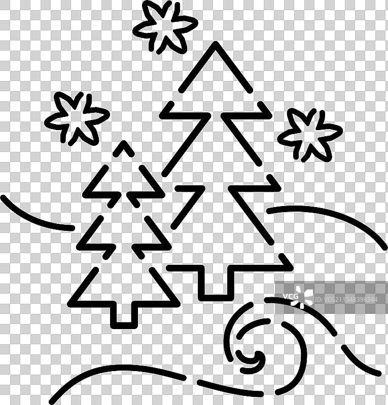 圣诞节的冷杉树和雪花风景图片素材