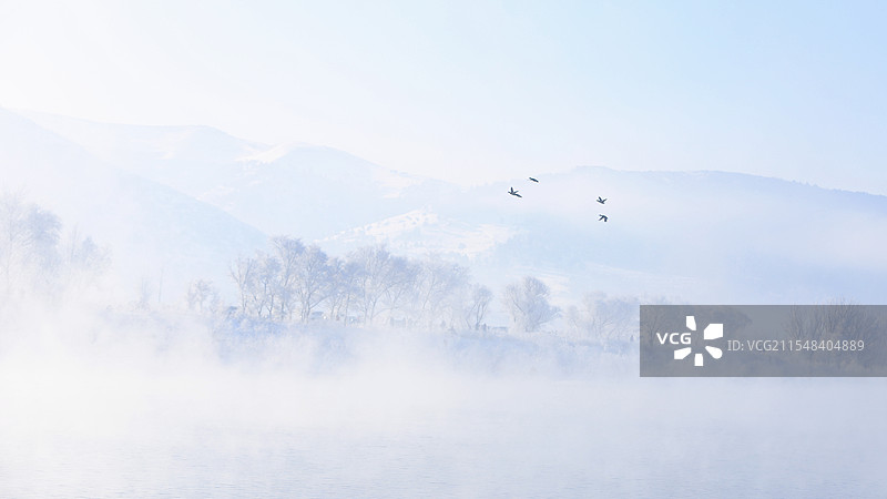 辽阳梅花岭雾凇图片素材