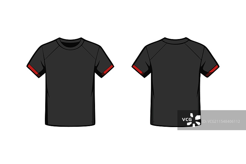 现代黑色T恤样机展示正面和背面图片素材
