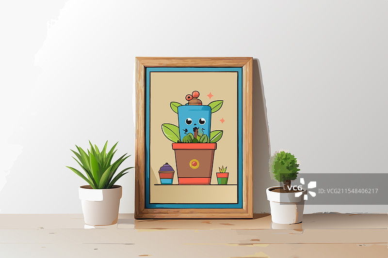 现代墙面上的木框架样机图片素材