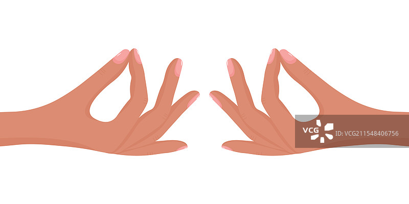 女性手势正在进行智慧印（jnana mudra）。图片素材