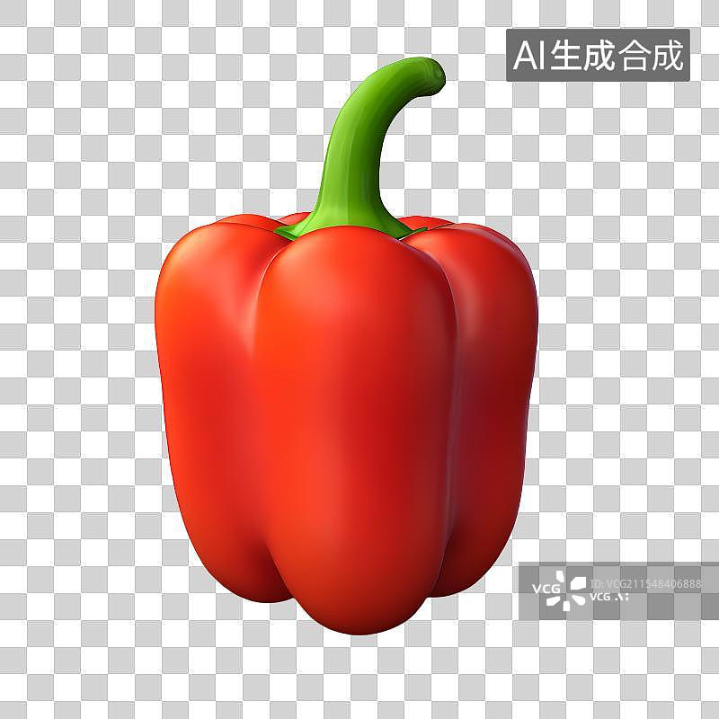 【AI数字艺术】3D渲染，青椒，彩椒，菜椒，辣椒特写，蔬菜水果免抠元素图片素材