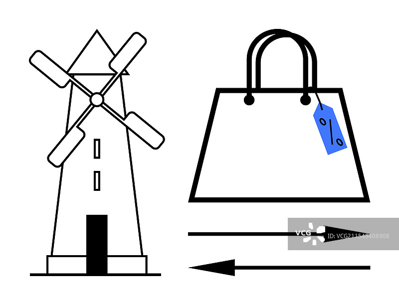可持续购物概念与风车图片素材