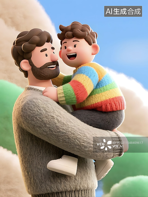 【AI数字艺术】父亲节爸爸父亲抱孩子图片素材