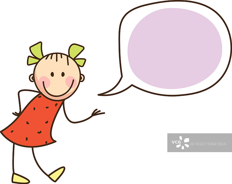 手绘儿童与对话气泡图片素材