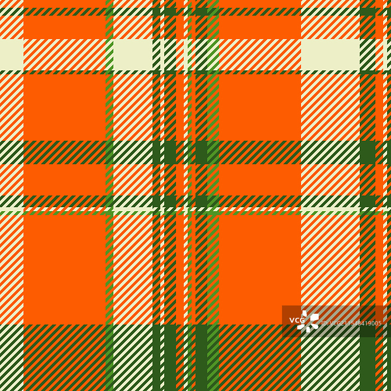 鲜艳的橙色、绿色和奶油色格子图案图片素材