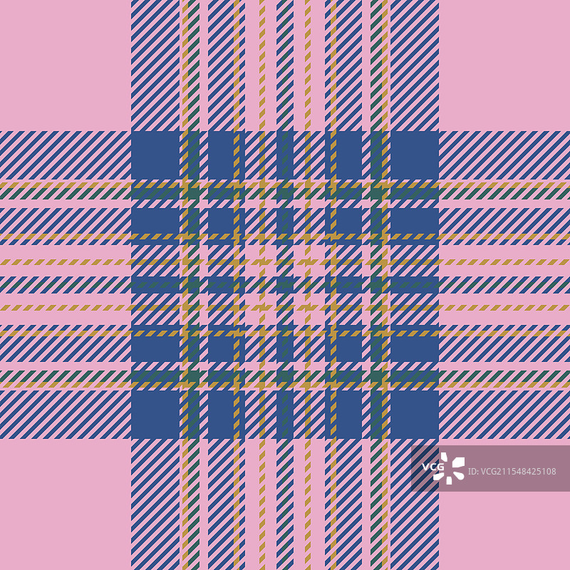 时尚的粉色、蓝色和金色对角格子图案图片素材