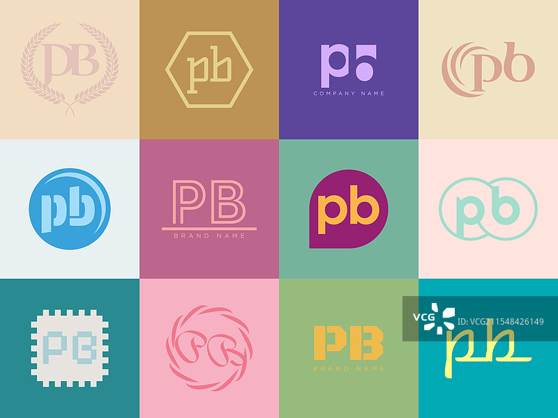 pb logo 公司模板 字母 p 和 b 标志设计图片素材