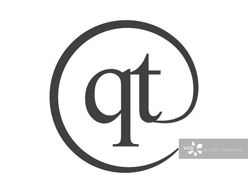 带圆形的两个字母的qt标志电子邮件图片素材