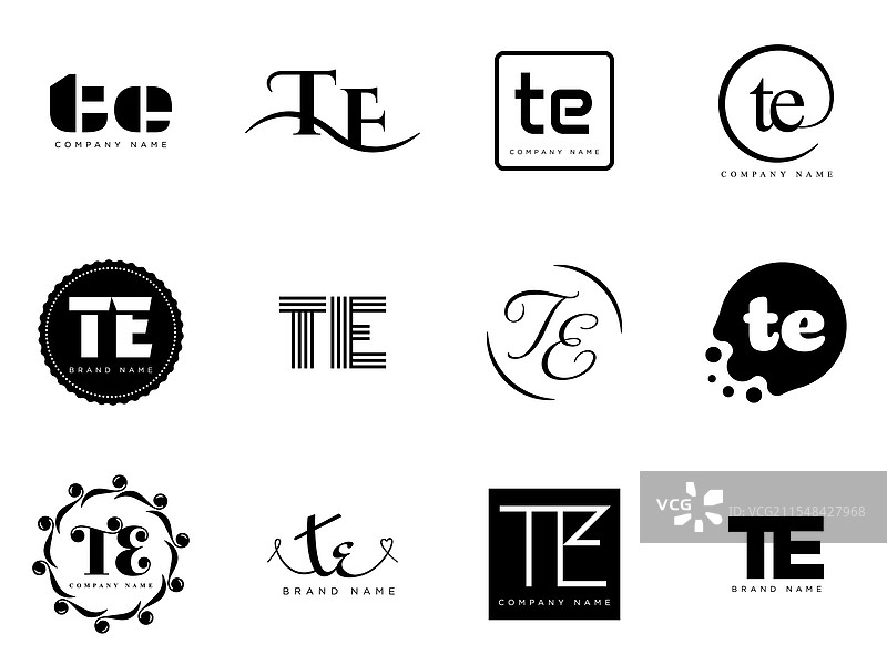 字母T和E的公司标志模板设计图片素材