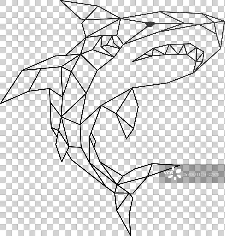 几何图形鲨鱼黑色线条图片素材