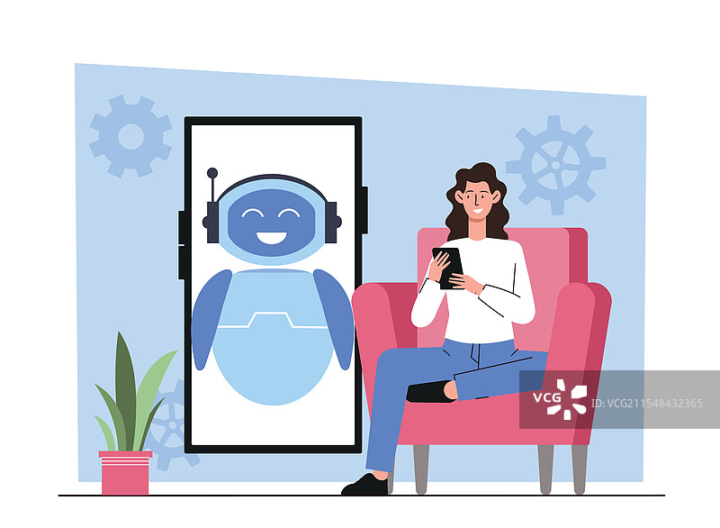 技术支持女性坐在旁边图片素材