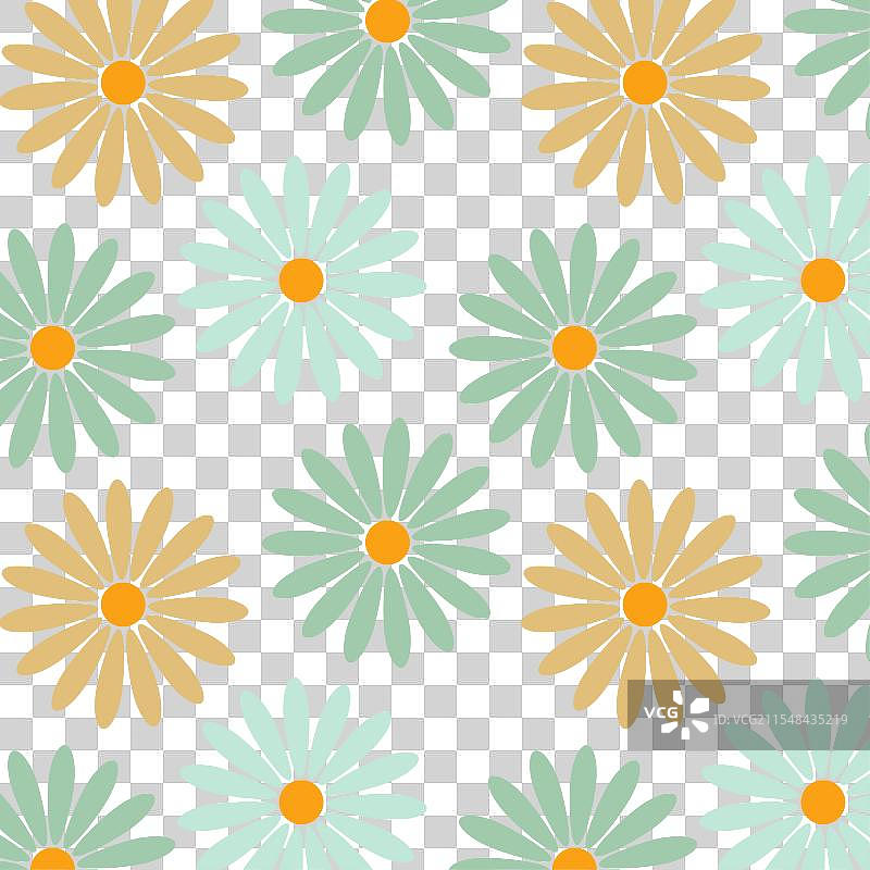 无缝图案，柔和色调的雏菊和洋甘菊图片素材