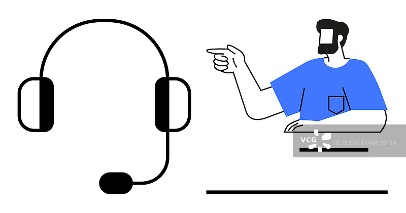 客户服务互动，展示耳机和图片素材