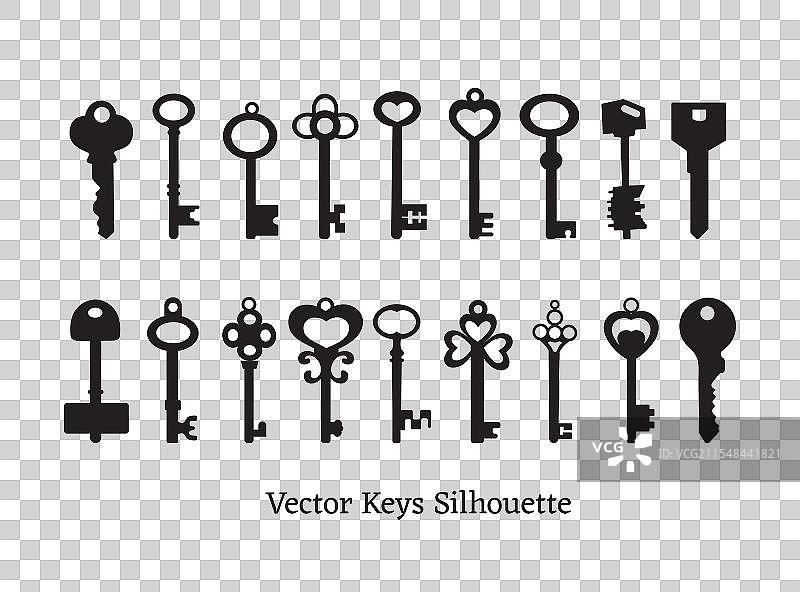 古老钥匙的剪影图片素材