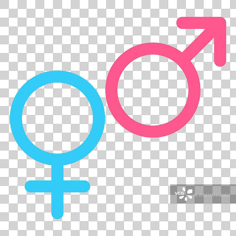 白色背景上的男性和女性性别符号图标图片素材